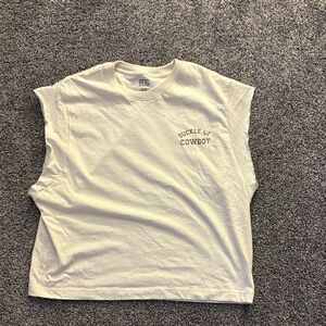 BDG White 'Buckle Up Cowboy' Tank Top